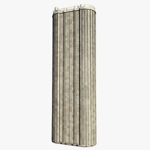 3D model Building Skyscraper City Town Downtown Office Space Work Street Futuristic Utopia