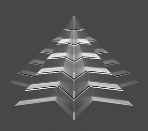 Iron Pyramidal Structure 8 Corners Lit Interstices with Angles