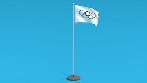 Low Poly Seamless Animated Olympic Flag 3D model