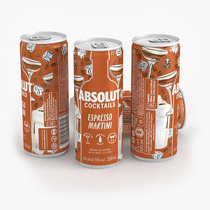 3D Alcohol Can Absolut Cocktails Espresso Martini 250ml 2024