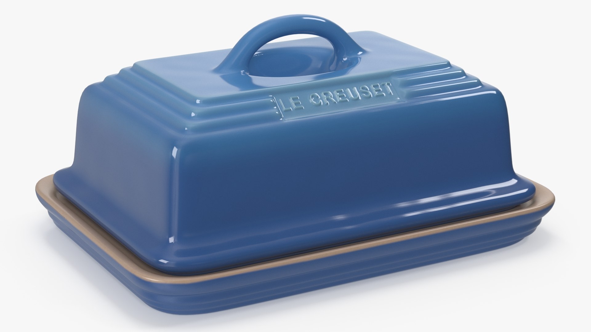 Stoneware Butter Dish Le Creuset Blue 3D model preview