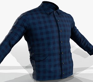 3D Blue Flannel Button Up Shirt