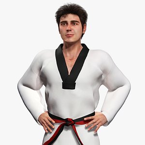 Realistic Taekwondo Fighter 3D Model Male Martial Artist Rigged