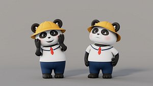 Rigged Cartoon Panda 3D model