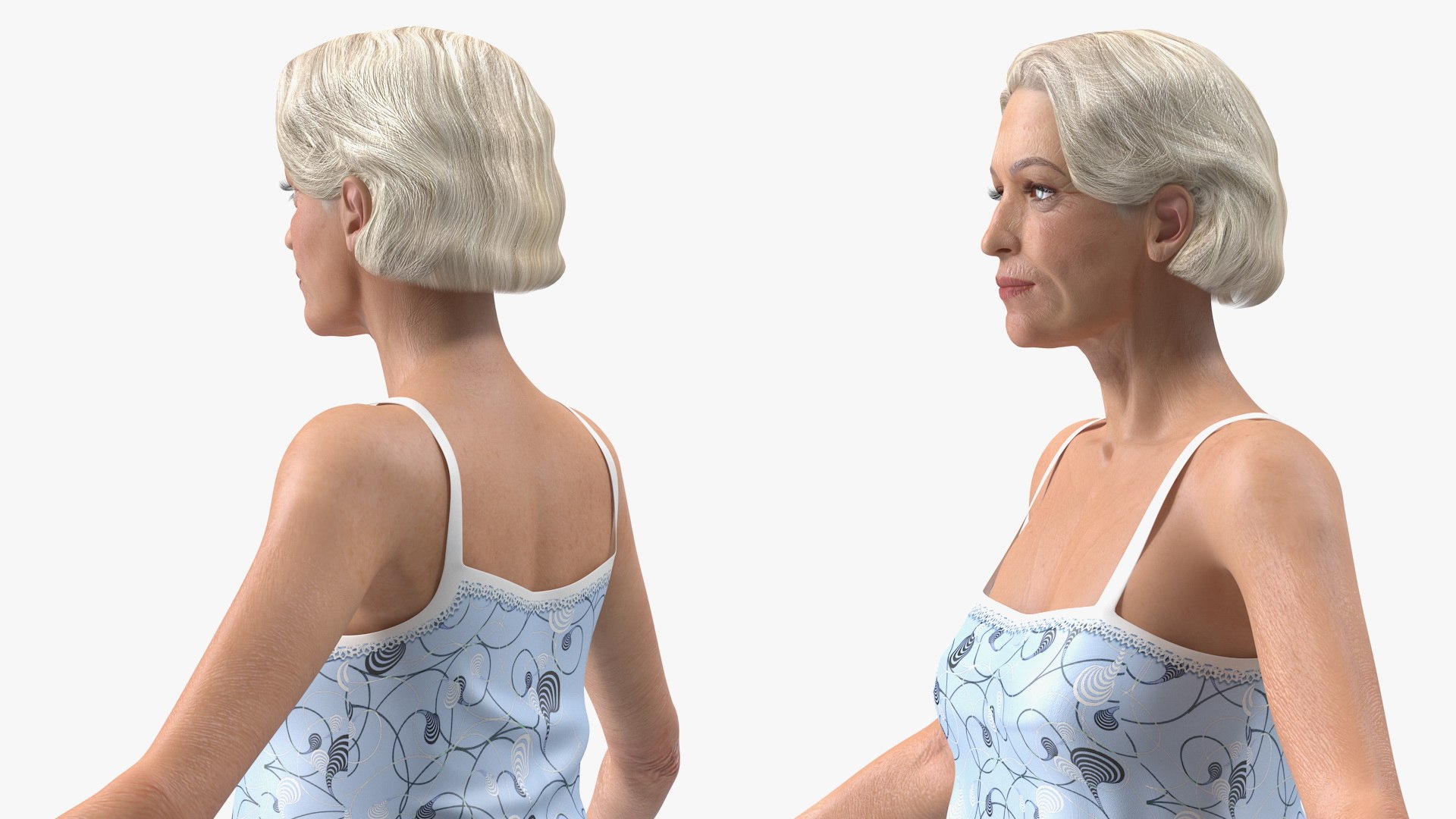 3D Elderly Woman In Sleepwear Rigged For Maya Model - TurboSquid 2423691