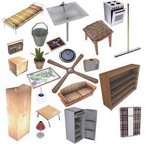 Old-Fashion Interior Set (25 Objects)