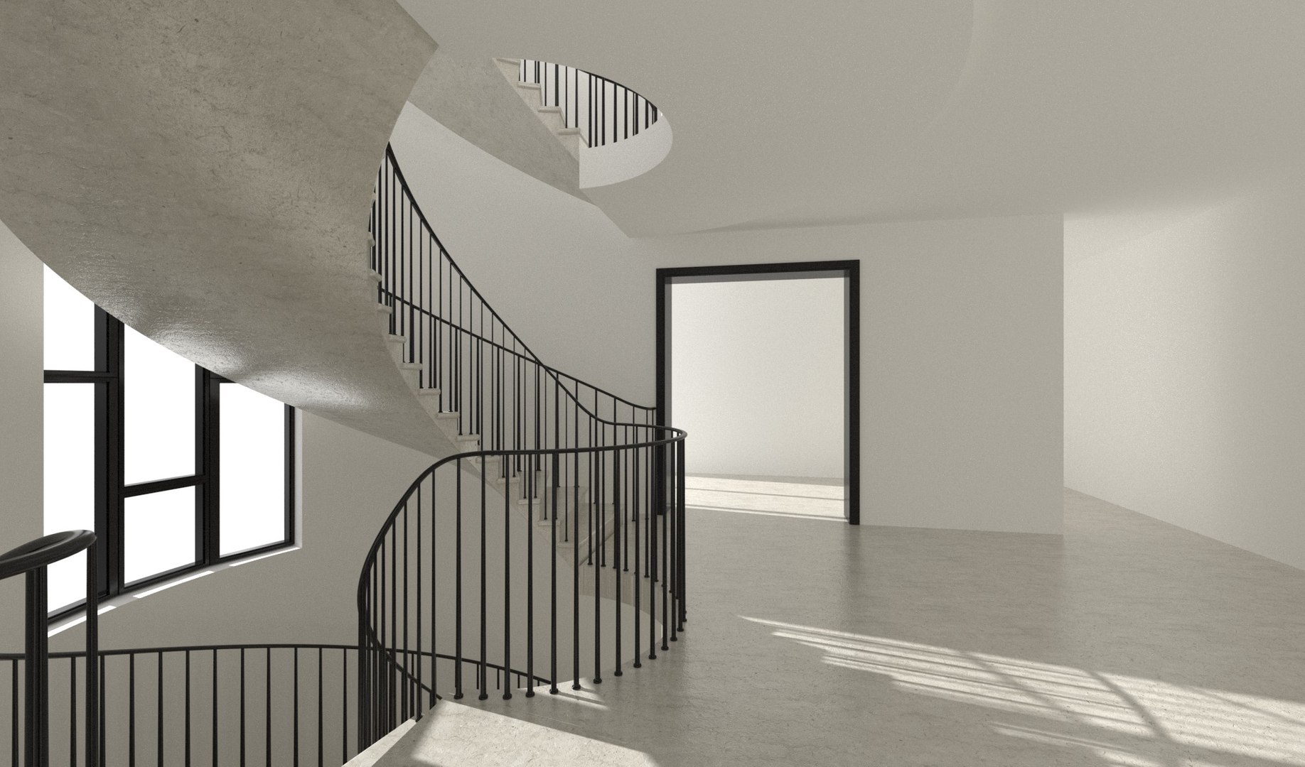 Spiral Stairs Hall Interior Model - TurboSquid 1898308