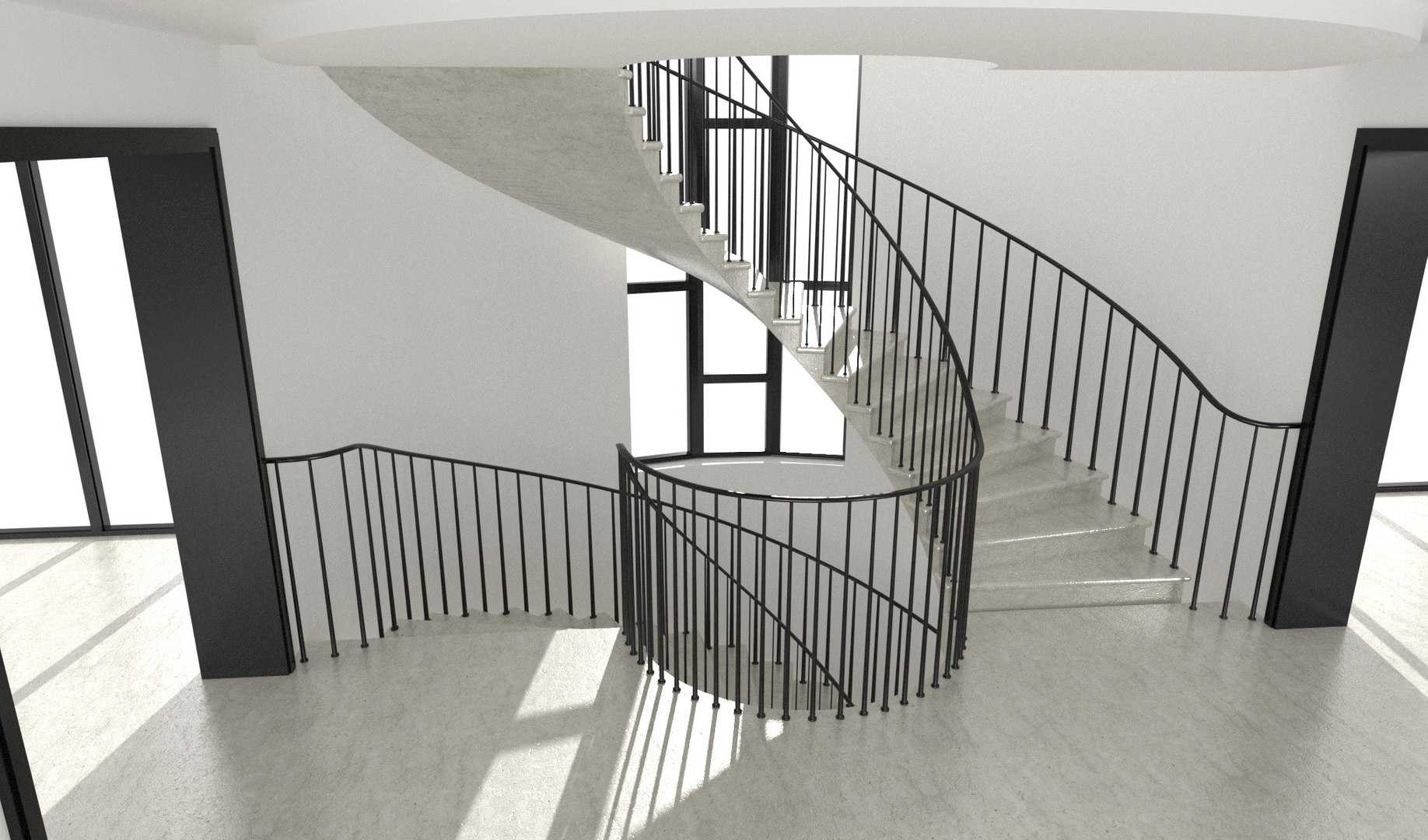Spiral Stairs Hall Interior Model - TurboSquid 1898308