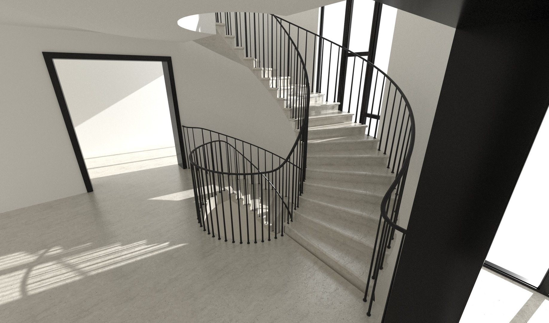Spiral Stairs Hall Interior Model - TurboSquid 1898308