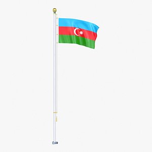 3D Azerbaijan Flag Stand Pole Animated Loop