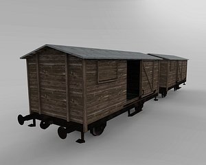3d wooden train cars model