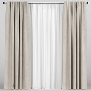 3D tulle brown curtain model