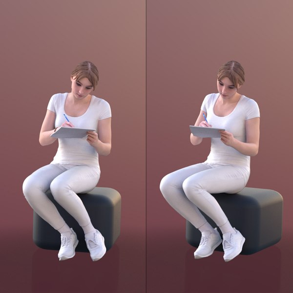 young nurse sitting 3D model