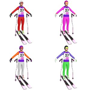 pack female skier woman 3D model