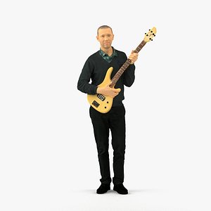 Male guitarist in shiny pants 0382