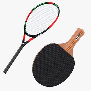 Tennis Racket and Ping Pong Paddles 3D model