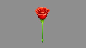 3D model Cartoon red rose flower