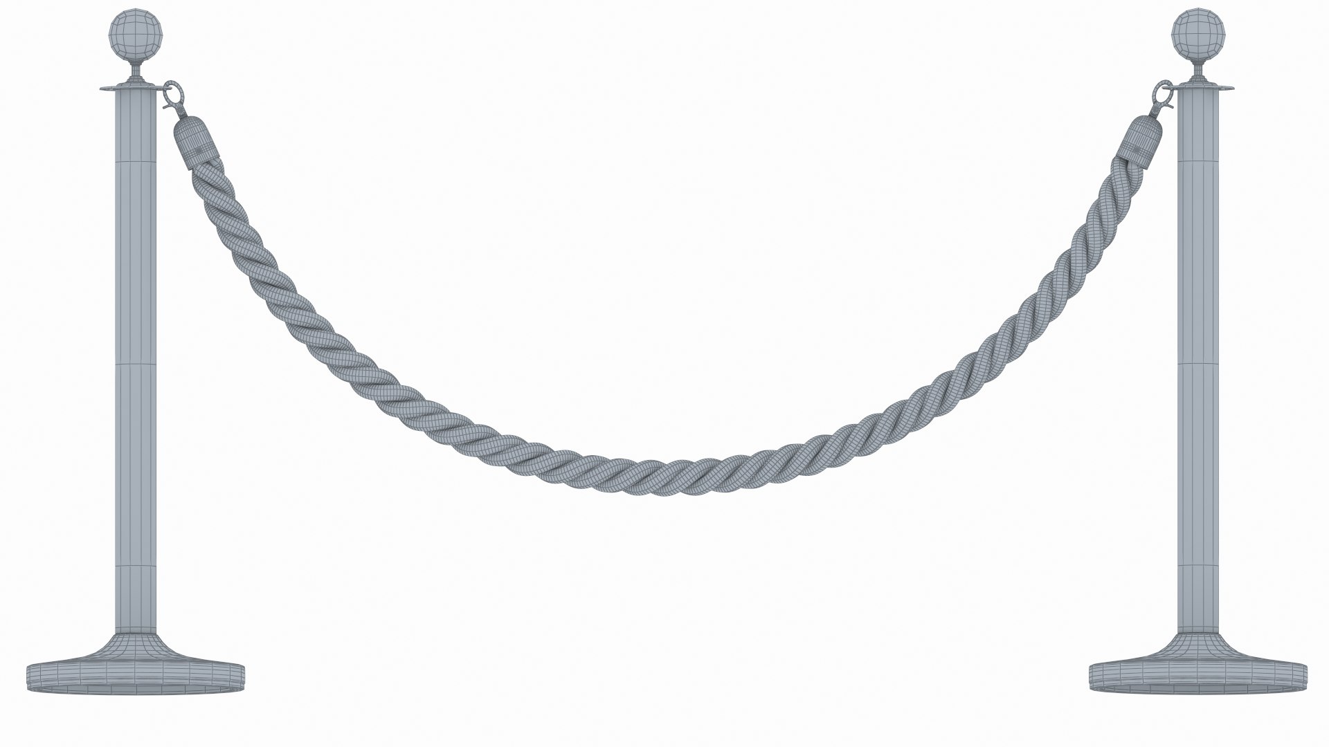 Silver Stanchion Green Velvet Rope 3D Model - TurboSquid 2296255