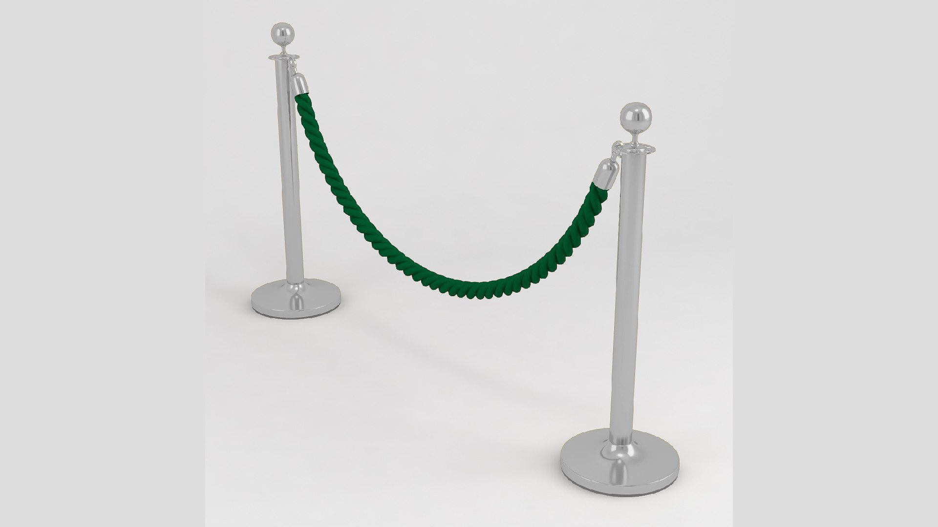 Silver Stanchion Green Velvet Rope 3D Model - TurboSquid 2296255
