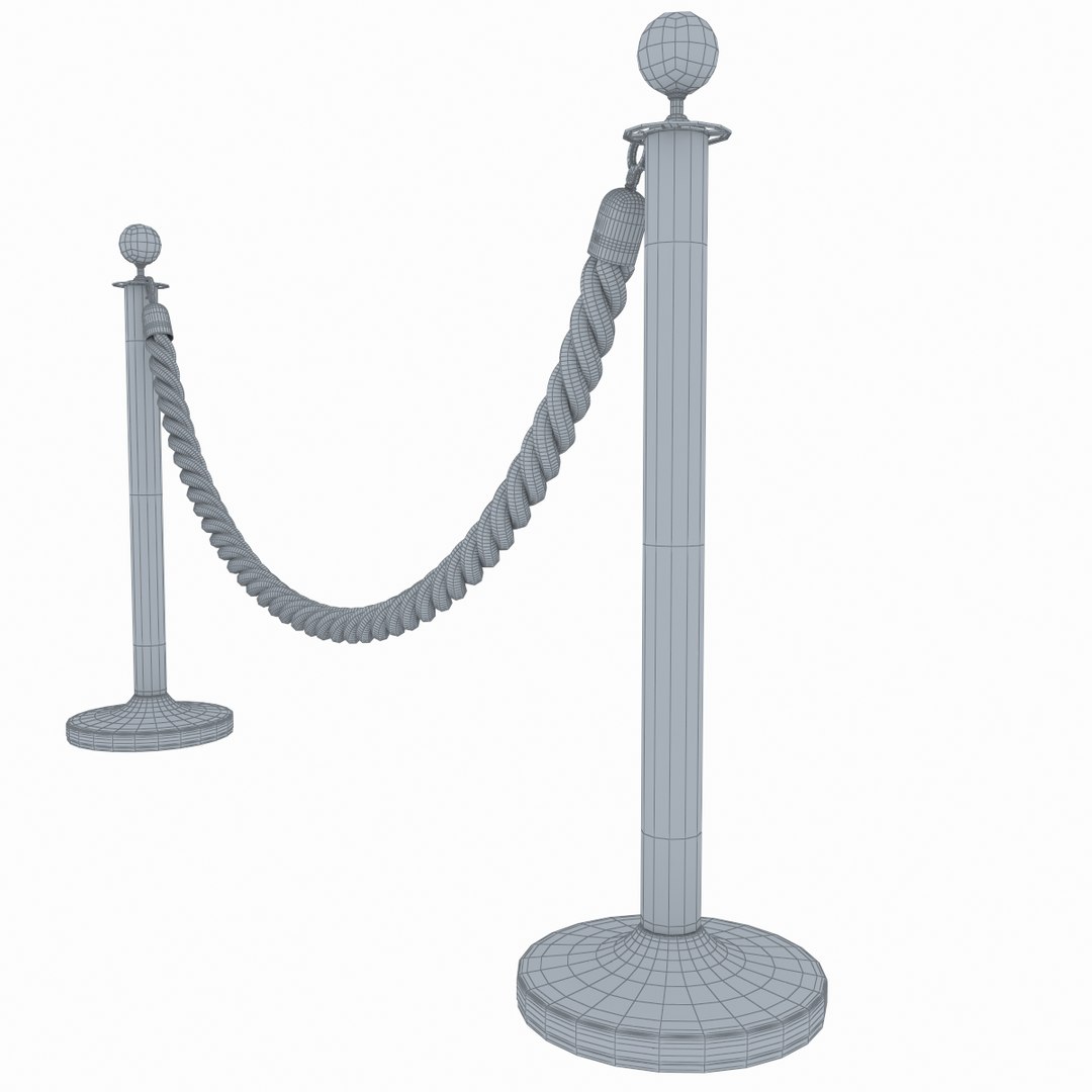 Silver Stanchion Green Velvet Rope 3D Model - TurboSquid 2296255