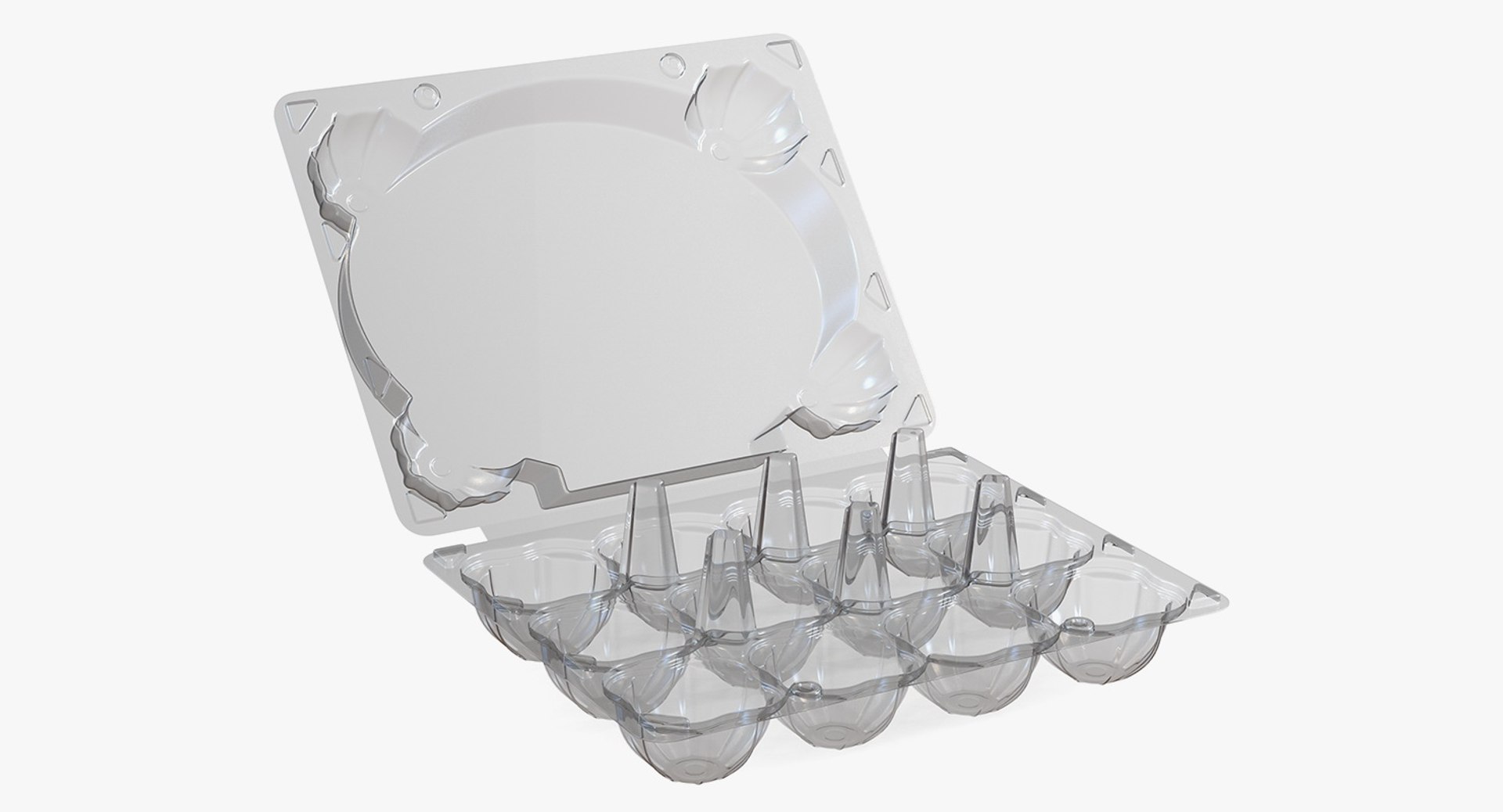 Empty Plastic Egg Box 3D Model 3D model preview