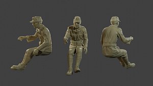 3D Italian soldier Sit ww2 IT10
