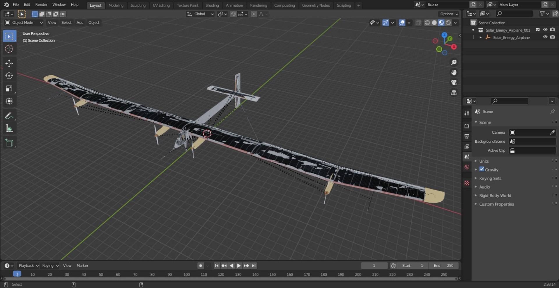 Solar Energy Airplane model - TurboSquid 2031259