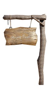 3D old wooden street sign