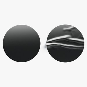Two Black Round Stickers - sleek and wrinkly sticky tag