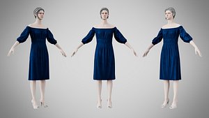 Dress 16 Indigo Velvet model