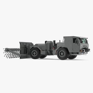 Mine Flail Vehicle Hydrema 910 Grey Rigged 3D model