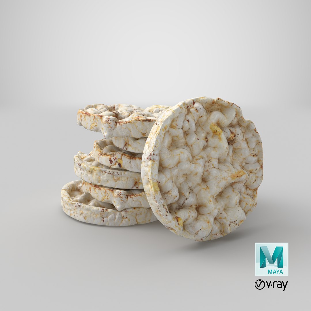 Pile Of Puffed Multigrain Rice Cakes V2 3D Model - TurboSquid 1836337
