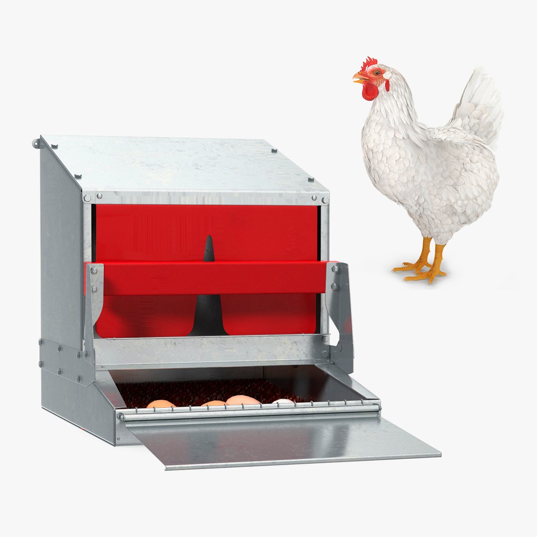 Chicken with Rollaway Nest Box Collection 3D model preview