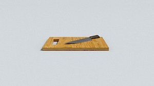 3D laos Chopping Board and Knife model