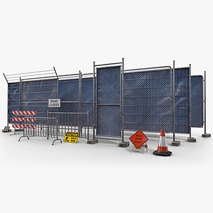 Construction Metal Fence 3D model