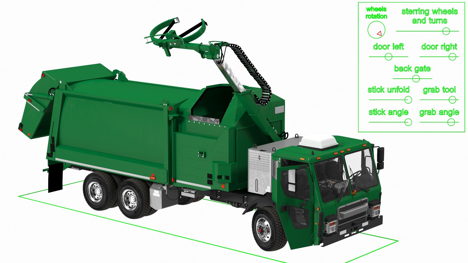 Trash Truck Electric Green Rigged 3D model https://p.turbosquid.com/ts-thumb/8Z/xgYs7G/3F/trashtruckelectricgreenrigged3dsmodel006/jpg/1701887279/1920x1080/fit_q87/ab9327f715029ee2bc9eb23760d6b9afe617f11d/trashtruckelectricgreenrigged3dsmodel006.jpg