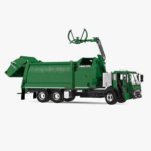 Trash Truck Electric Green Rigged 3D model