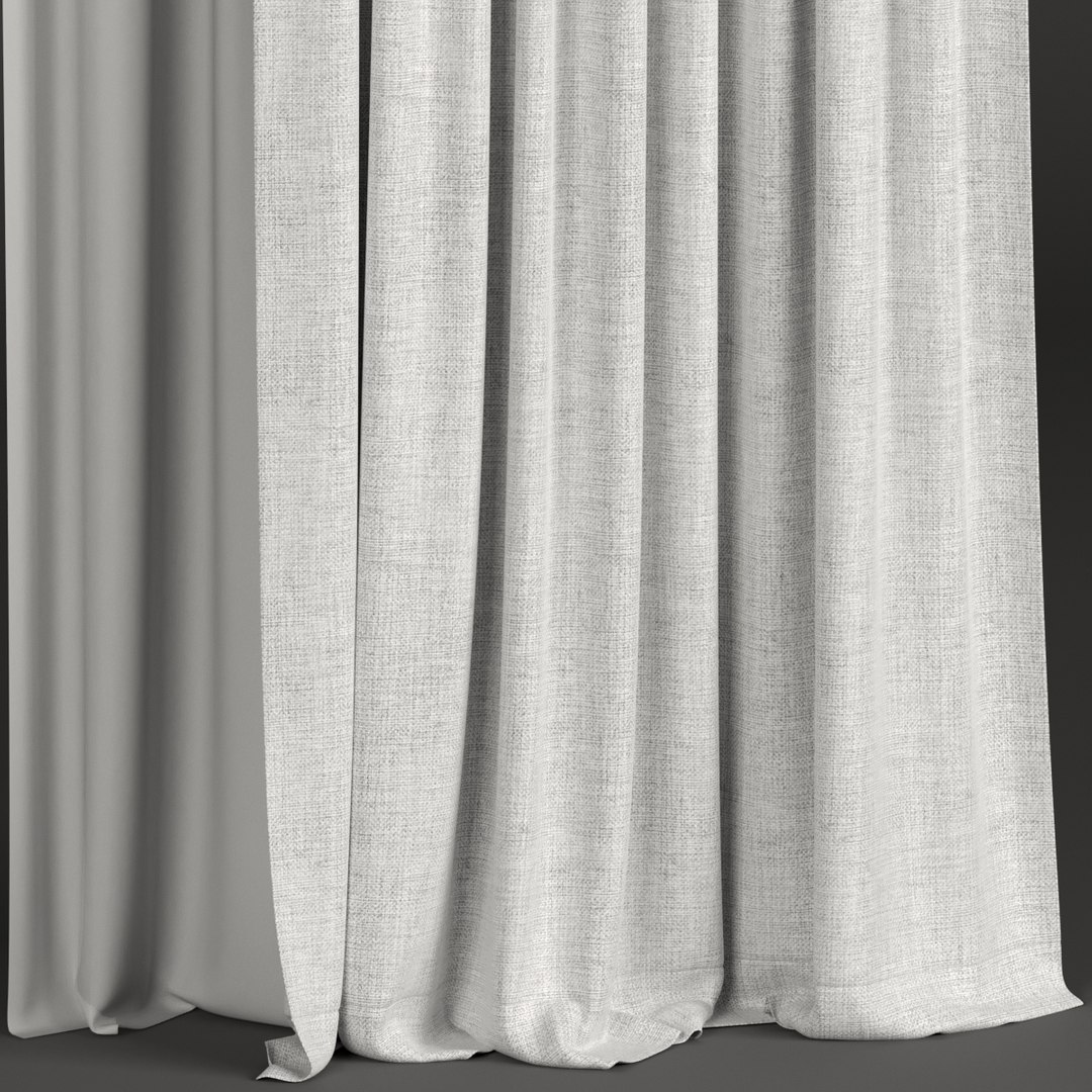 White Tulle Curtains 3D - TurboSquid 1420672
