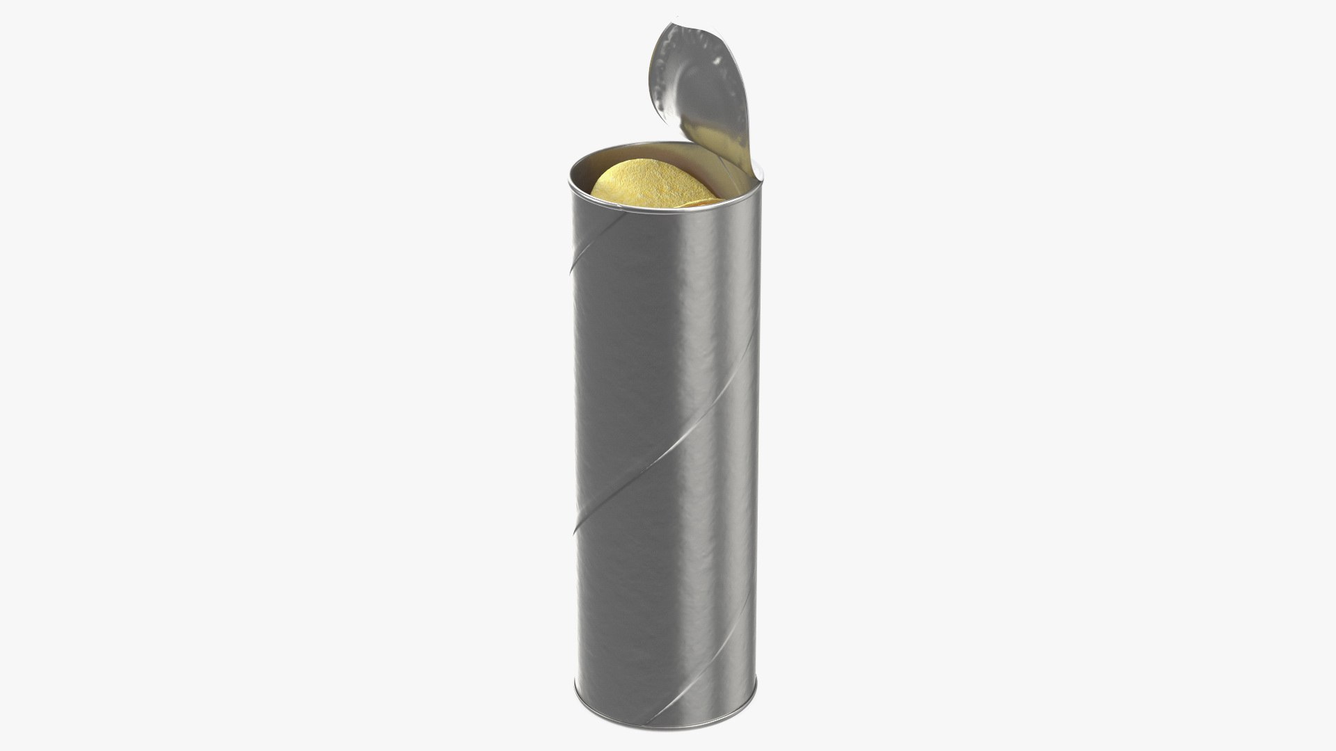 Opened Foil Tube with Potato Chips 3D model preview