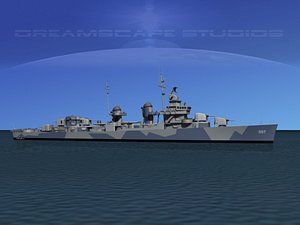 anti-aircraft fletcher class destroyers 3d max