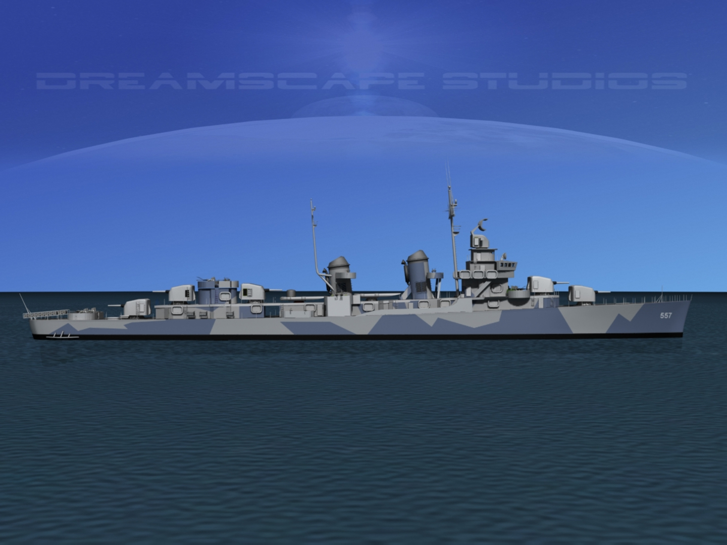anti-aircraft fletcher class destroyers 3d max