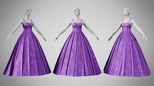 Dress 49 Royal Velvet Purple With Design