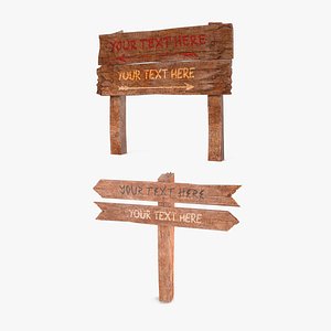 3D model Mockup Wooden Sign Boards Collection 2