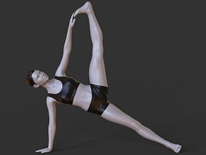 3D Yoga Pose - One-Legged Side Plank Pose  - Eka Pada Vasisthasana