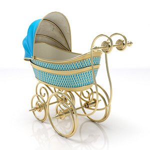 Baby pram retro 3D