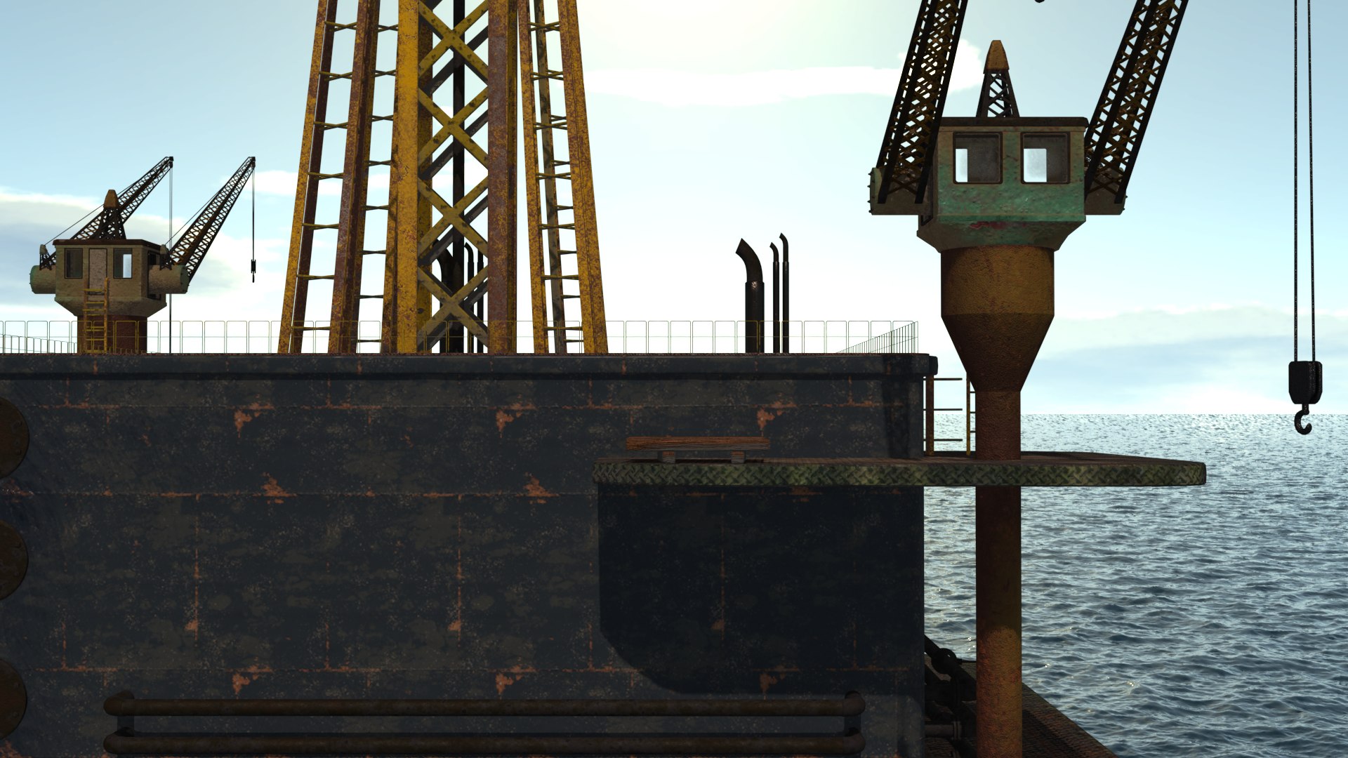 3D Oil Rig Wreck Dynamic Simulation Model - TurboSquid 2268892