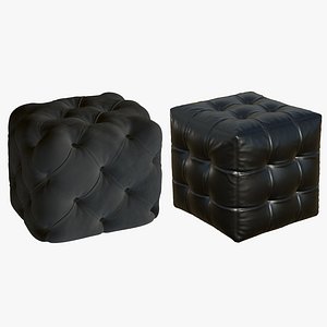 3D Chesterfield Leather Ottoman model