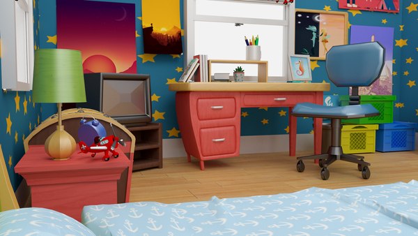 Bedroom cartoons 3D model - TurboSquid 1548574