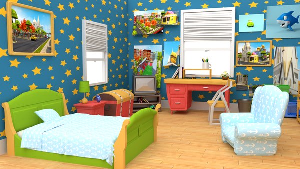 Bedroom cartoons 3D model - TurboSquid 1548574