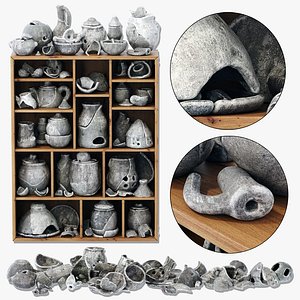 3D Dishes clay splinter old n3 model